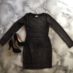 Windsor black long sleeve glitter dress L